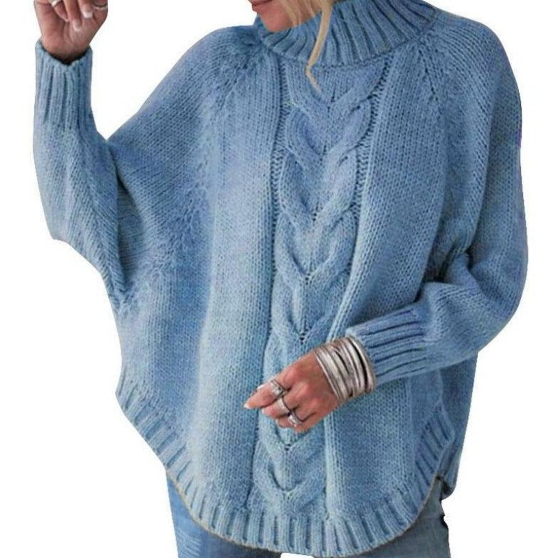 Damski sweter dziergany o okrągłym kroju