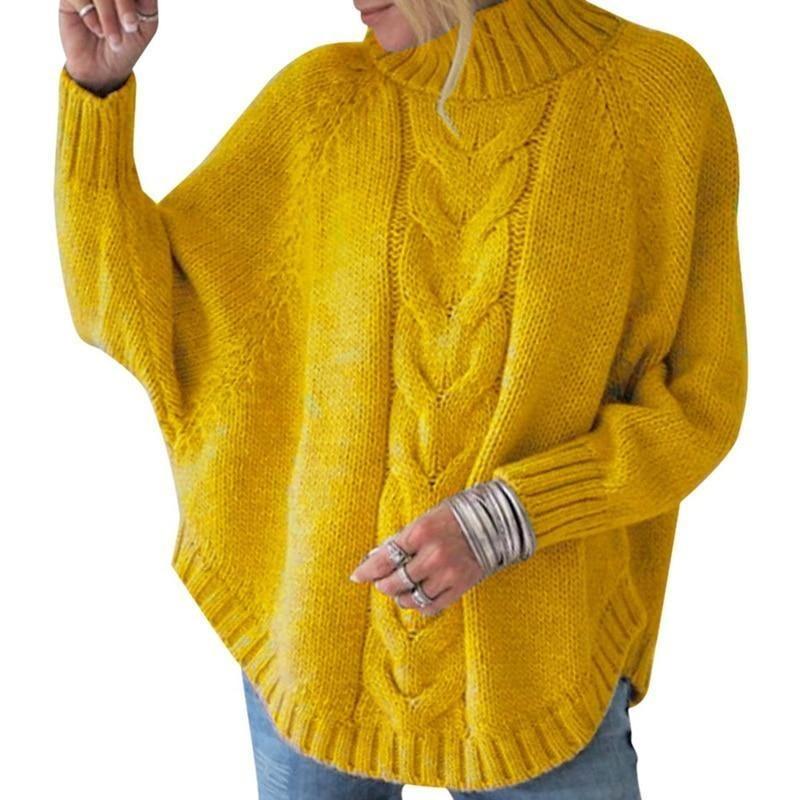 Damski sweter dziergany o okrągłym kroju