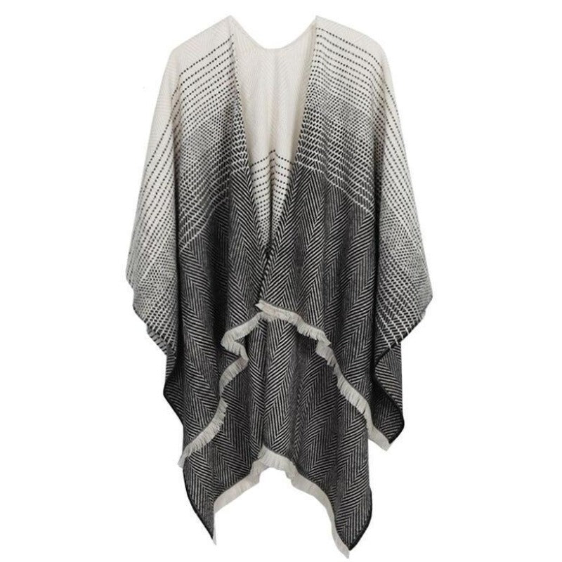Damski sweter ponczo z motywem ombre