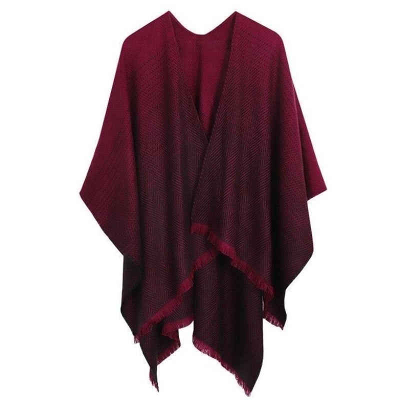 Damski sweter ponczo z motywem ombre