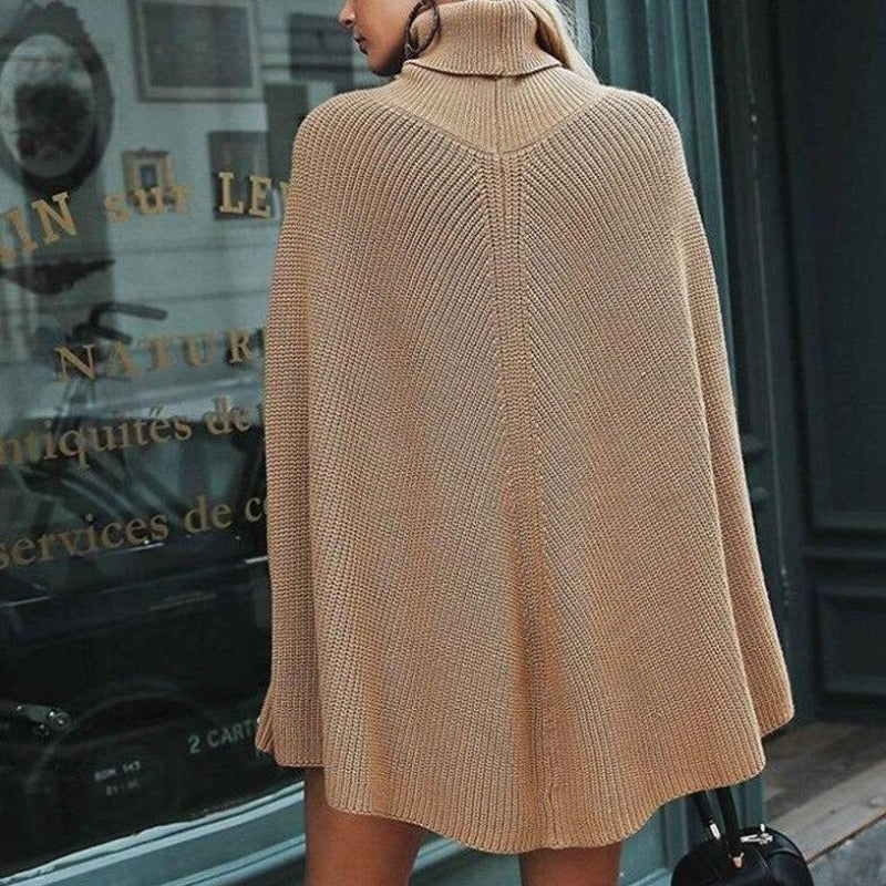 Damski sweter ponczo z golfem