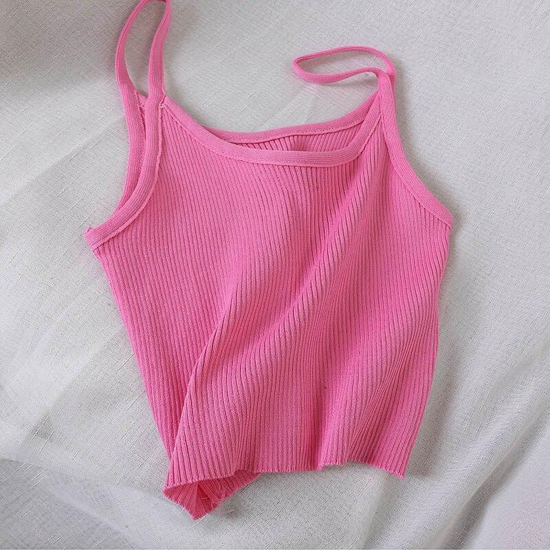Tank top damski z prążkowanego materiału